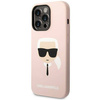 Original Handyhülle IPHONE 14 PRO Karl Lagerfeld Hardcase Silicone Karl`s Head hell-pink