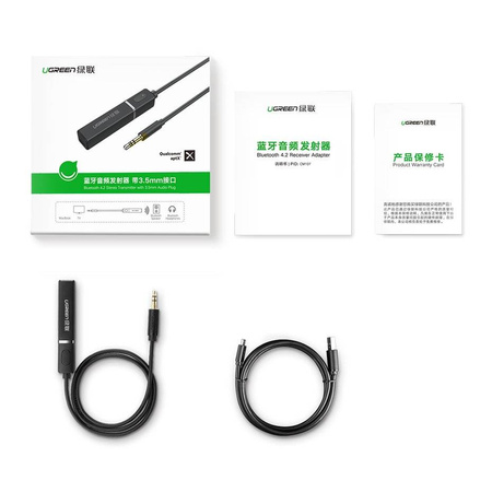 Ugreen transmiter Bluetooth 4.2 bezprzewodowy adapter audio 3,5 mm mini jack czarny (40761 CM107)