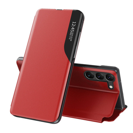 Eco Leather View Case Hülle für Samsung Galaxy S23+ mit Klappständer rot