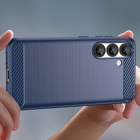 Etui silikonowe Carbon Case na Samsung Galaxy S25 Edge - niebieskie