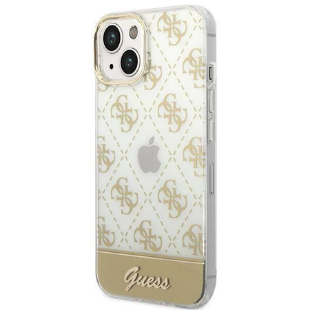 Original Case IPHONE 14 PLUS Guess Hardcase 4G Pattern Script gold