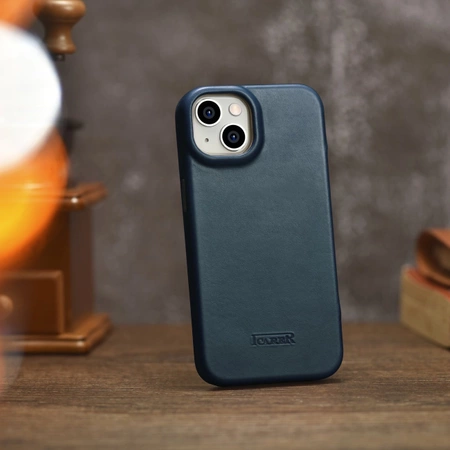 iCarer CE Oil Wax Premium Leather Folio Case iPhone 14 Plus magnetische Klapphülle MagSafe blau (AKI14220707-BU)
