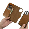 iCarer Oil Wax Wallet Case 2in1 Hülle iPhone 14 Leder Flip Cover Anti-RFID braun (WMI14220721-TN)