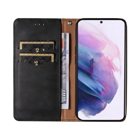 Magnetband Hülle Hülle für Samsung Galaxy S22+ (S22 Plus) Tasche Geldbörse + Mini Lanyard Anhänger Schwarz