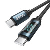 BWOO kabel USB-C - USB-C 1m 60W z wyświetlaczem led, pleciony czarny