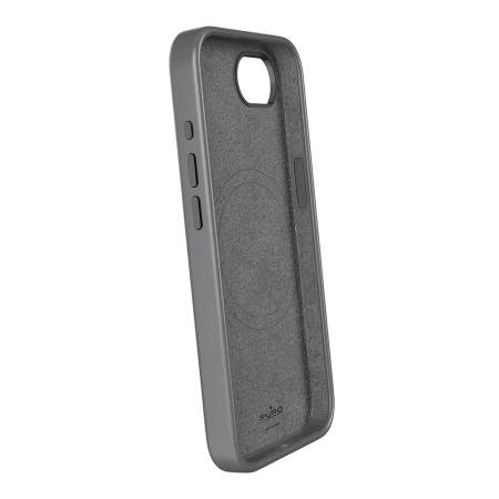 Puro Liquid Silicon Cover "ICON MAG PRO" with Magsafe, metal buttons and camera ring for iPhone 16E, black