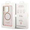 Original Handyhülle IPHONE 14 PRO MAX Guess Hard Case Gold Outline Translucent MagSafe (GUHMP14XHTCMP) rosa