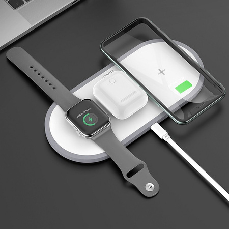 HOCO ładowarka indukcyjna Qi 3w1 ( telefon + zegarek + airpods ) 2A 10W CW24 biała