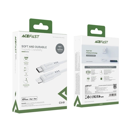 Kabel Acefast C3-01 Lightning - USB-C PD 30W 3A 480Mb/s 1,2m - biały