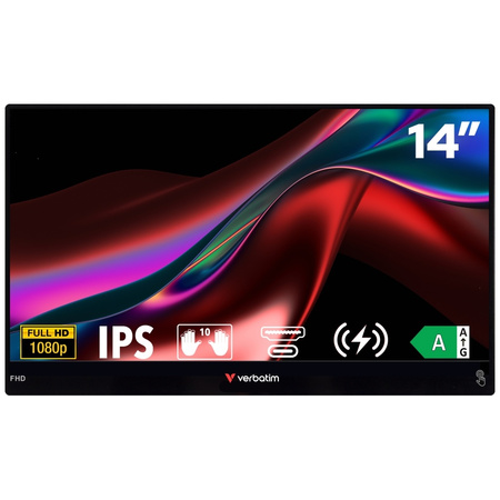 Monitor przenośny dotykowy Verbatim      LIGHT 14" FHD z powerbankiem 5000mAh czarny 32088