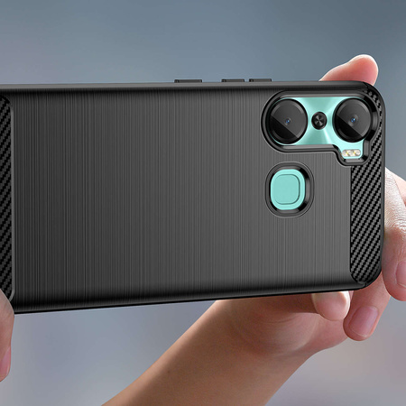 Carbon Case Hülle für Infinix Hot 12 Pro flexible Silikon Carbon Hülle schwarz