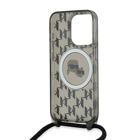 Karl Lagerfeld KLHMP15XHCKCKLCK iPhone 15 Pro Max 6.7" czarny/black hardcase IML Crossbody Monogram Karl & Choupette Head MagSafe