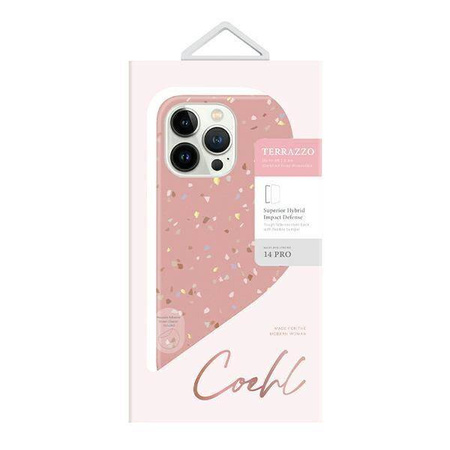 UNIQ etui Coehl Terrazzo iPhone 14 Pro 6,1" różowy/coral pink