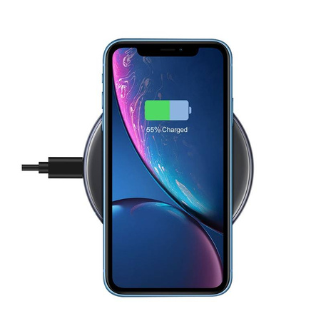 Crong PowerSpot Fast Wireless Charger – Bezprzewodowa ładowarka Qi 15W USB-C (Shadow Black)