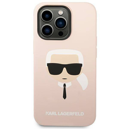 Original Handyhülle IPHONE 14 PRO Karl Lagerfeld Hardcase Silicone Karl`s Head hell-pink