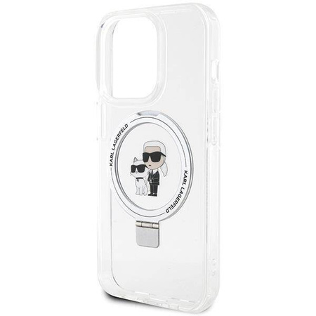 Oryginalne Etui IPHONE 13 PRO Karl Lagerfeld Hardcase Ring Stand Karl&Choupettte MagSafe (KLHMP13LHMRSKCH) białe