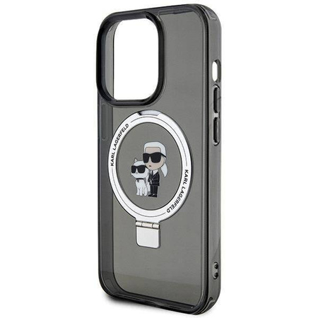 Karl Lagerfeld KLHMP15XHMRSKCK iPhone 15 Pro Max 6,7&quot; schwarz/schwarz Hardcase Ringständer Karl&amp;Choupette MagSafe