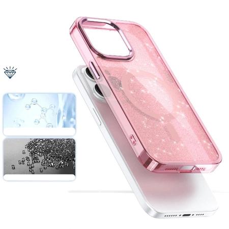 Glitter Case MagSafe for iPhone 16 Pro - pink with glitter