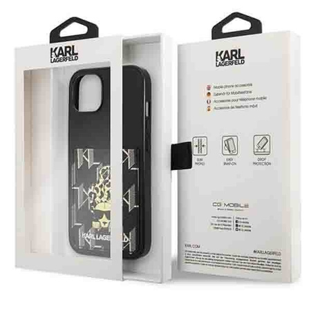 Schutzhülle IPHONE 13 Karl Lagerfeld Hardcase Karlimals Cardslot (KLHCP13MCANCNK) schwarz