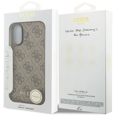Guess 4G Charms Collection MagSafe Hülle für iPhone 17 - Braun