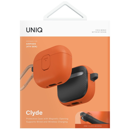Etui UNIQ Clyde do AirPods 4 Lock Case pomarańczowy