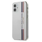 US Polo Assn Shiny Tricolor Stripes - Etui iPhone 12 Mini (biały)