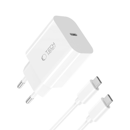 TECH-PROTECT ładowarka sieciowa NC20W USB-C + KABEL USB-C WHITE