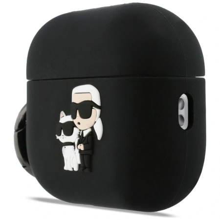 Karl Lagerfeld Silicone Karl &amp; Chaupette Head 3D Case for AirPods Pro 3 - Black