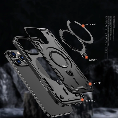 Hybrid Armor Trendige Hülle mit MagSafe für iPhone 16 Pro Max – Schwarz