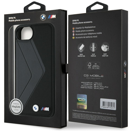BMW futerał do IPHONE 16e (SE 4 2025) kompatybilny z MagSafe BMHMPSE424PUOCSK (PU Oversized Stripes) black