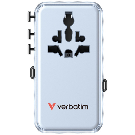 Verbatim Adapter podróżny EU/UK/US GaN   1xUSB-C/1xUSB-A/2xUSB-C PD 70W niebieski 30187