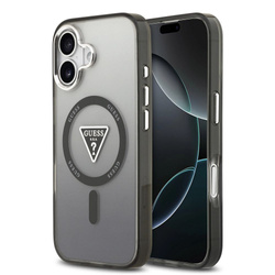 Guess Nakładka Magsafe IML Gradient Case With Print Triangle Logo & Silver Metal Camera Buttons Do iPhone 17 Czarna