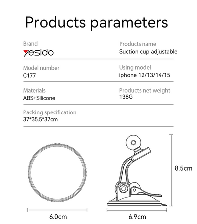Yesido Uchwyt samochodowy magnetyczny C177 do deski czarny