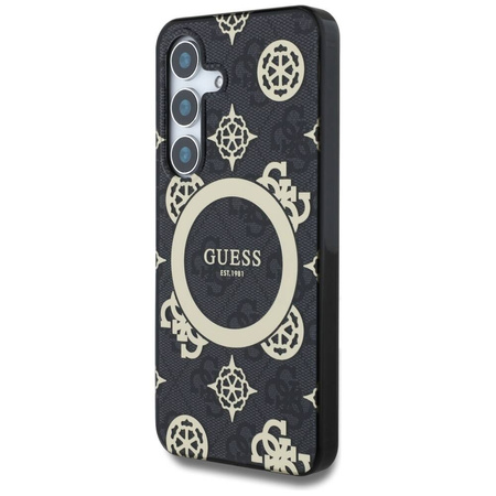 GUESS SAMSUNG S25 GUHMS25SH4PYEEK GOLD PEONY PATTERN MAGSAFE BLACK