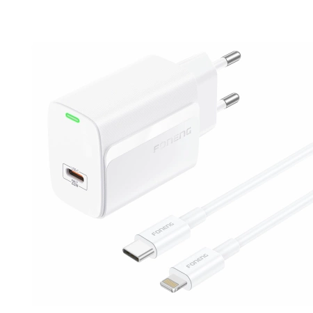FONENG Netz-Ladegerät EU65 PD 20W 1xUSB-C + Kabel USB-C - Lightning weiss