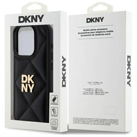 Original Handyhülle IPHONE 15 PRO DKNY Quilted Stack Logo (DKHCP15LPQDSLK) schwarz