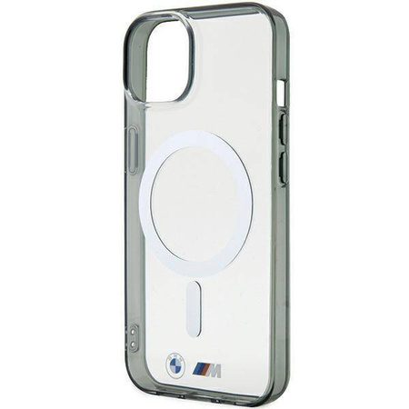 Etui BMW Silver Ring MagSafe do iPhone 15 - przezroczyste