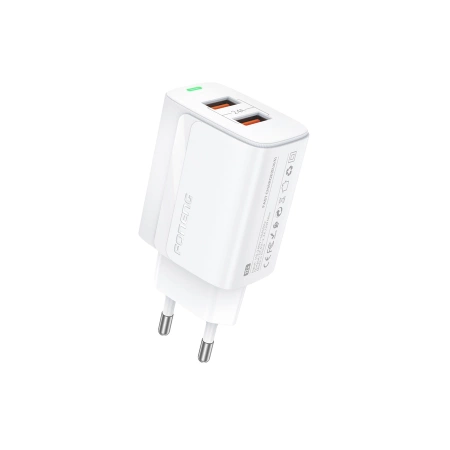 FONENG wall charger EU63 2.4A 12W 2xUSB + cable Micro White