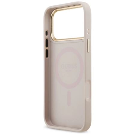 Guess 4G Strass Logo &amp; Big Strap Metal Buttons MagSafe Case for iPhone 17 Pro Max - Pink