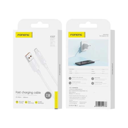 FONENG cable XS07 Micro USB 2.1A 1M White