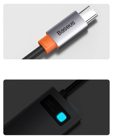 Baseus Metal Gleam 5w1 wielofunkcyjny HUB USB Typ C - USB Typ C Power Delivery 100 W / HDMI 4K 30 Hz / 3x USB 3.2 Gen 1 Szary (CAHUB-CX0G)
