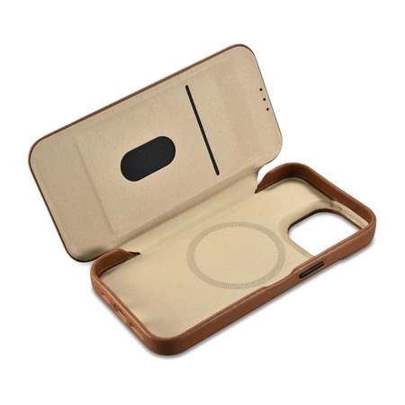 iCarer CE Premium Leather Folio Case iPhone 14 Pro Magnetic Flip Leather Folio Case MagSafe braun (WMI14220714-BN)