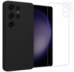 Etui do Samsung S25 Ultra czarne MagSafe + Szkło na ekran + Szkło na aparat