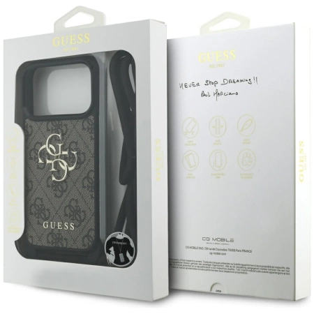 Etui Guess 4G Big Logo Cord Stap Crossbody na iPhone 17 Pro - brązowe