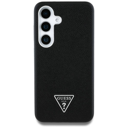 Original Handyhülle SAMSUNG GALAXY S25 Guess Grained Triangle Logo MagSafe schwarz