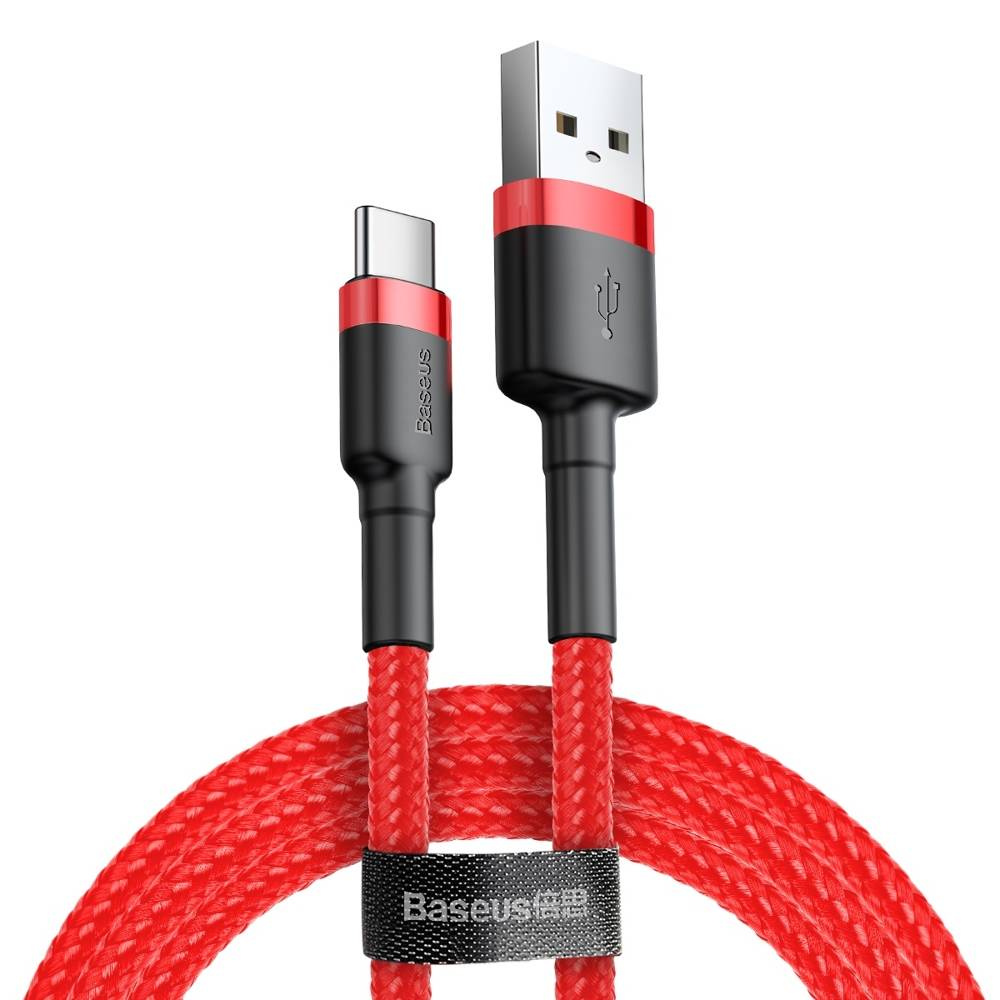 Baseus Cafule Cable - Kabel do ładowania i transmisji danych USB do USB-C 3 A, 1 m (czerwony)