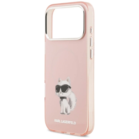 Karl Lagerfeld IML Aquarelle Choupette &amp; Logo MagSafe Case for iPhone 17 Pro Max - Pink