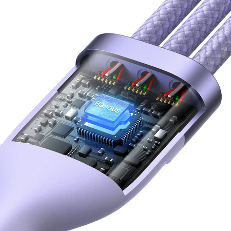 Baseus Flash Series II kabel USB - USB Typ C / Lightning / micro USB 100 W 1,2 m fioletowy (CASS030005)