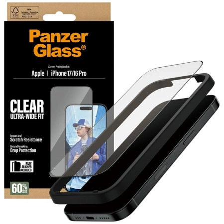 PanzerGlass Ultra-Wide Fit EasyAligner Tempered Glass for iPhone 17 / 16 Pro