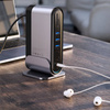 Baseus wielofunkcyjny HUB 3x USB 3.2 Gen 1 / 2x USB Typ C / czytnik kart SD i micro SD / AUX / 2x DisplayPort / 2x HDMI / RJ45 1Gbps Power Delivery 100W (wtyczki EU / CN / UK) szary (CAHUB-DG0G)